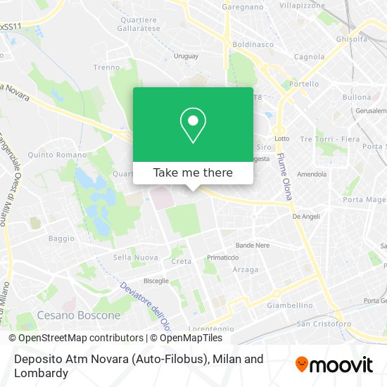 Deposito Atm Novara (Auto-Filobus) map