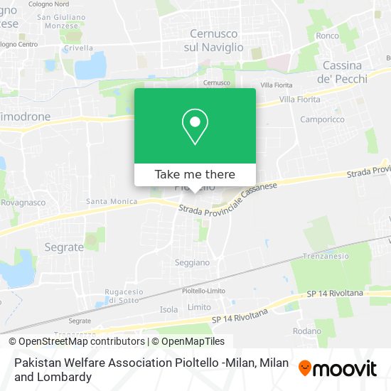 Pakistan Welfare Association Pioltello -Milan map