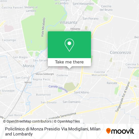 Policlinico di Monza Presidio Via Modigliani map