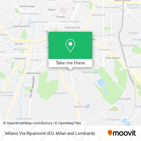 Milano Via Ripamonti IEO map