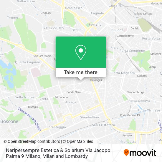 Neripersempre Estetica & Solarium Via Jacopo Palma 9 Milano map