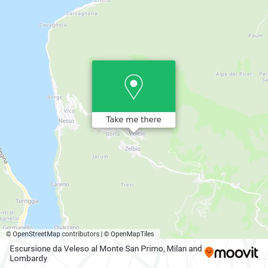 Escursione da Veleso al Monte San Primo map