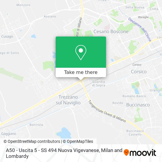 A50 - Uscita 5 - SS 494 Nuova Vigevanese map