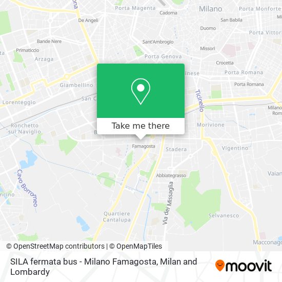 SILA fermata bus - Milano Famagosta map