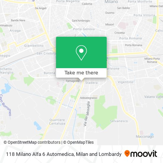 118 Milano  Alfa 6 Automedica map