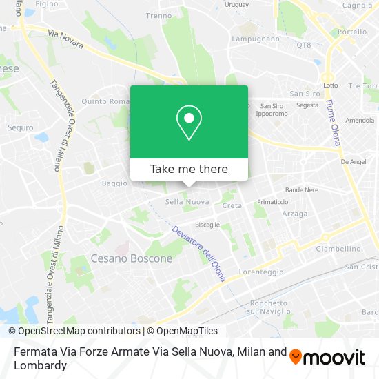 Fermata Via Forze Armate Via Sella Nuova map