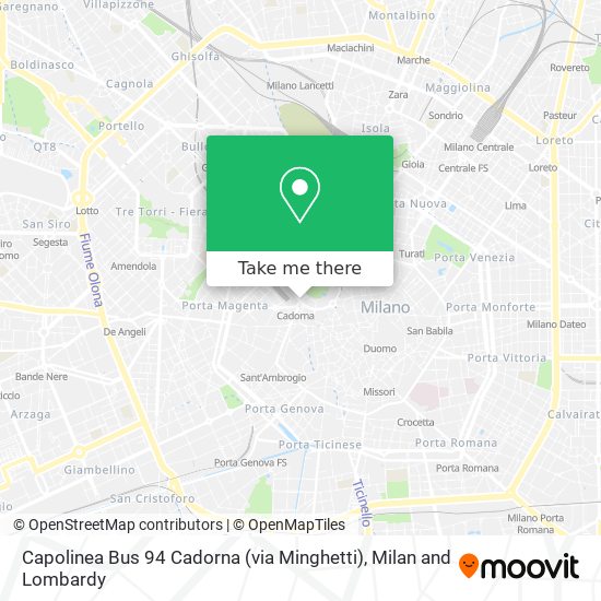 Capolinea Bus 94 Cadorna (via Minghetti) map