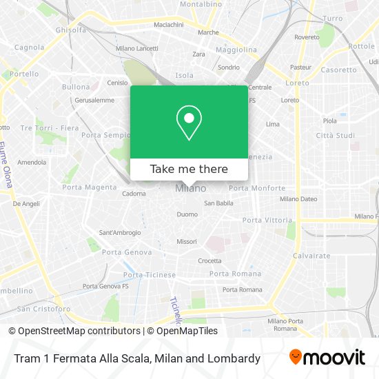 Tram 1 Fermata Alla Scala map