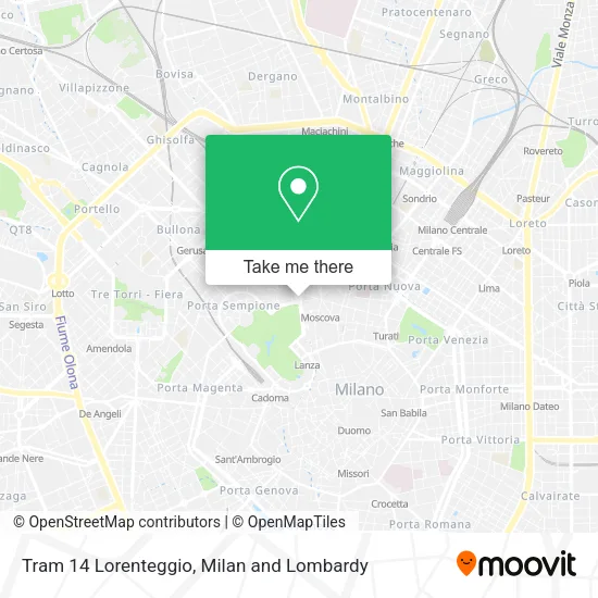 Tram 14 Lorenteggio map