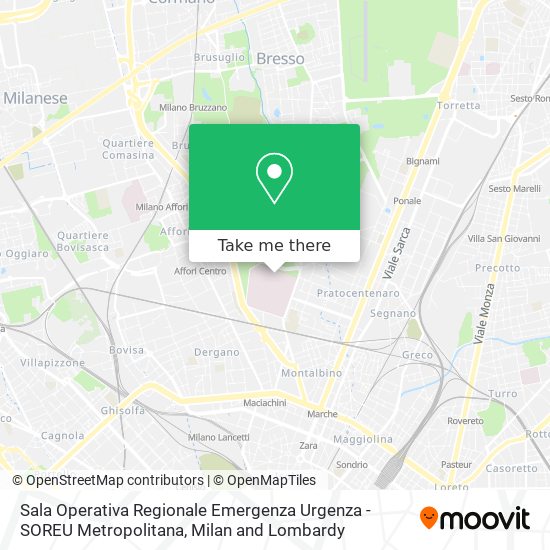 Sala Operativa Regionale Emergenza Urgenza - SOREU Metropolitana map