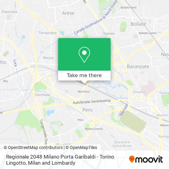 Regionale 2048 Milano Porta Garibaldi - Torino Lingotto map