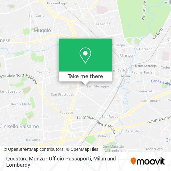 Questura Monza - Ufficio Passaporti map