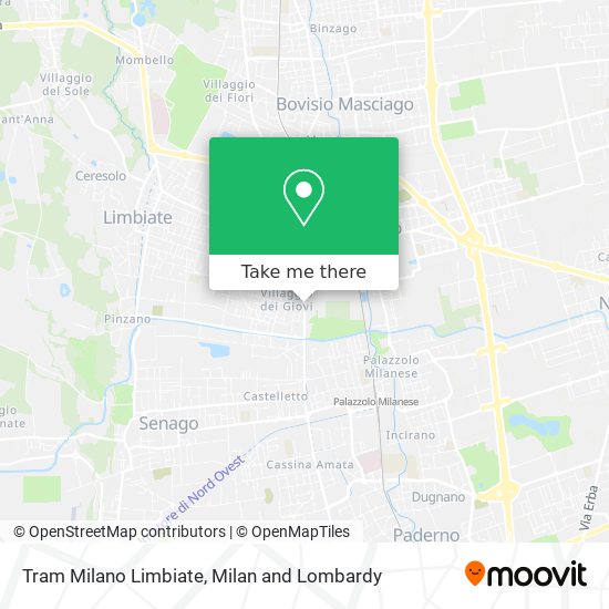 Tram Milano Limbiate map
