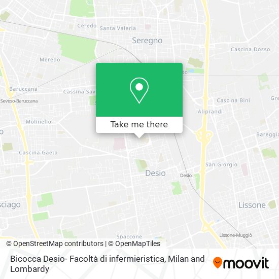 Bicocca Desio- Facoltà di infermieristica map