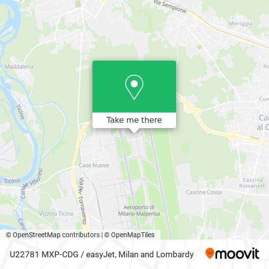 U22781 MXP-CDG / easyJet map