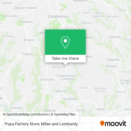 Pupa Factory Store map