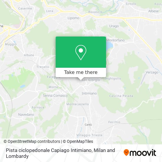 Pista ciclopedonale Capiago Intimiano map