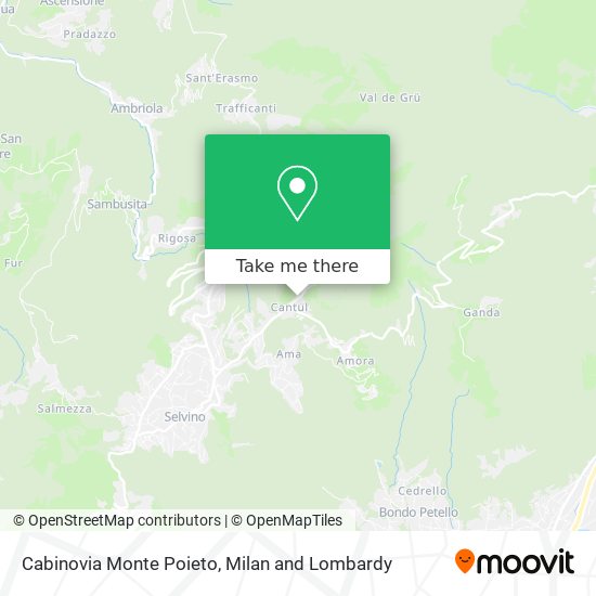 Cabinovia Monte Poieto map