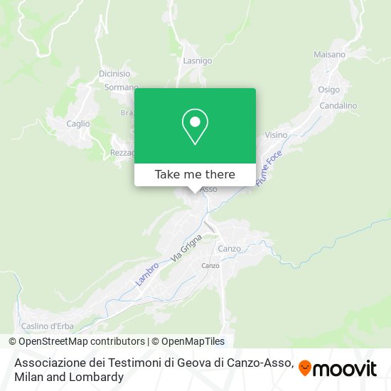 Associazione dei Testimoni di Geova di Canzo-Asso map