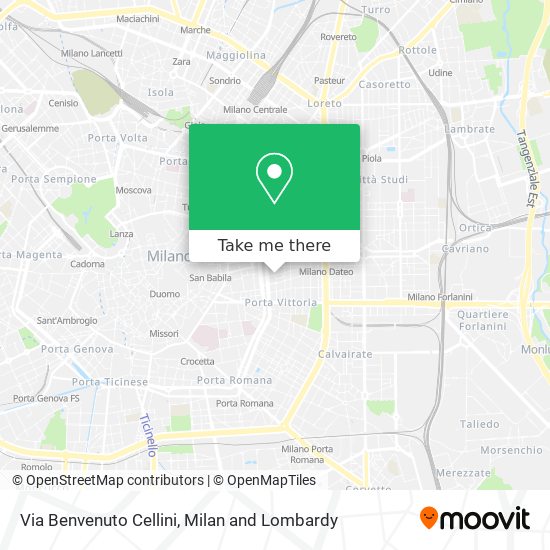 Via Benvenuto Cellini map