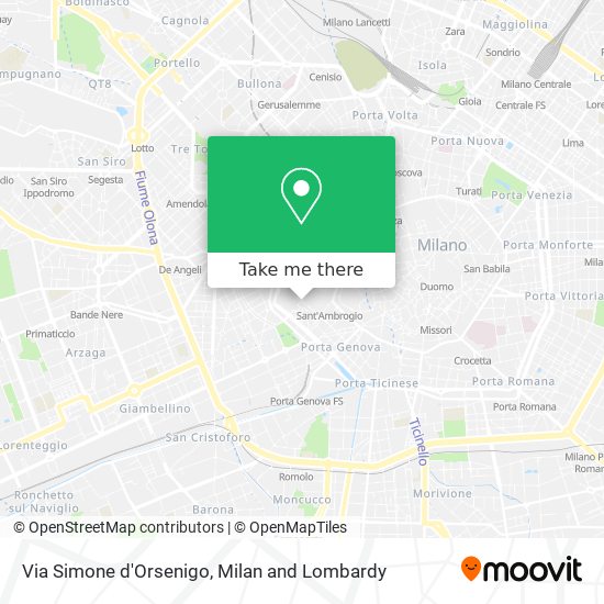 Via Simone d'Orsenigo map