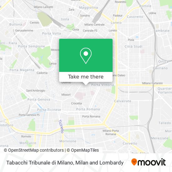 Tabacchi Tribunale di Milano map