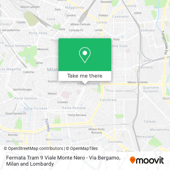Fermata Tram 9 Viale Monte Nero - Via Bergamo map