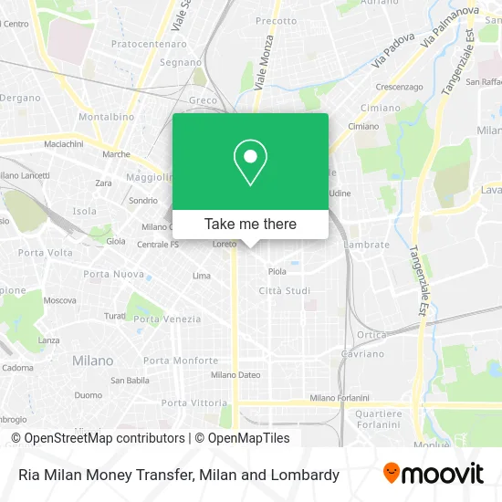Ria Milan Money Transfer map