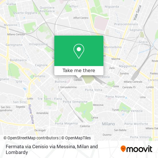 Fermata via Cenisio via Messina map