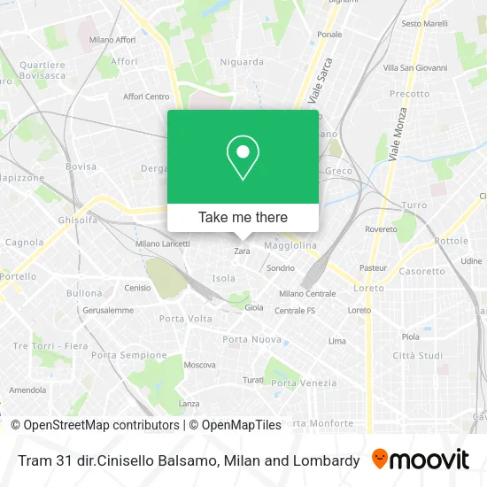 Tram 31 dir.Cinisello Balsamo map