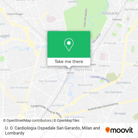 U. O. Cardiologia Ospedale San Gerardo map