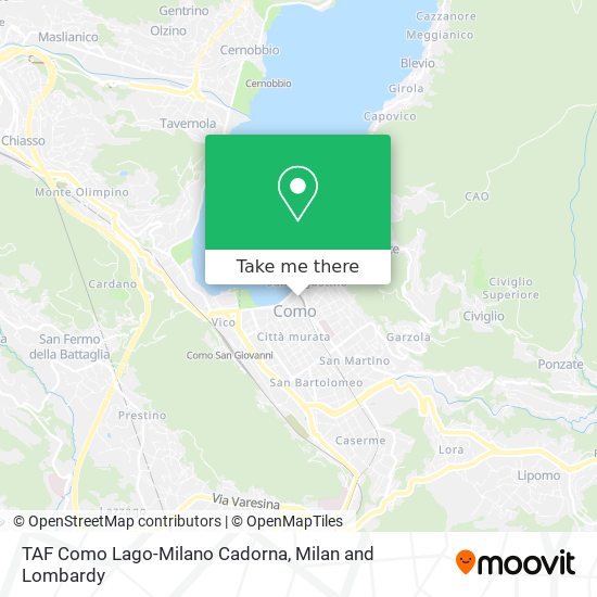 TAF Como Lago-Milano Cadorna map