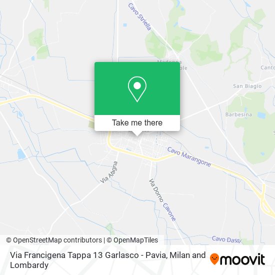 Via Francigena Tappa 13 Garlasco - Pavia map