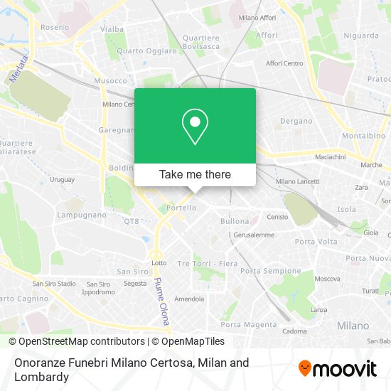 Onoranze Funebri Milano Certosa map