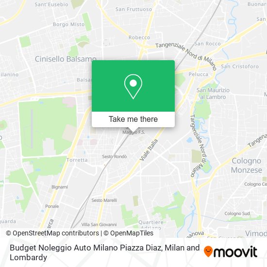 Budget Noleggio Auto Milano Piazza Diaz map