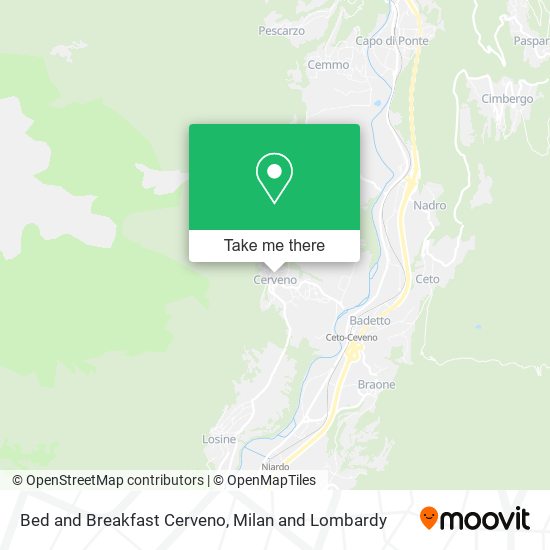 Bed and Breakfast Cerveno map