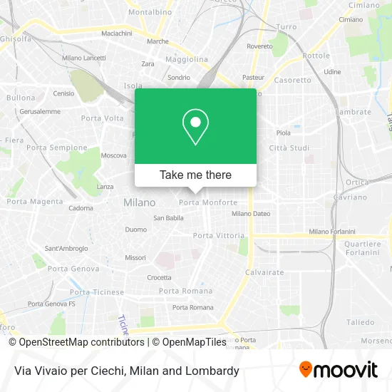 Via Vivaio per Ciechi map