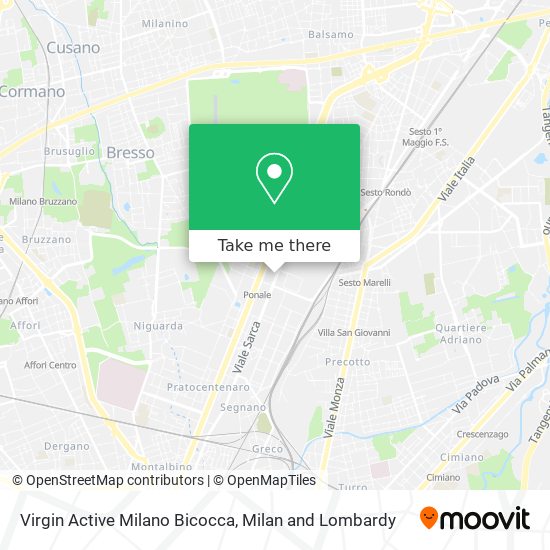 Virgin Active Milano Bicocca map