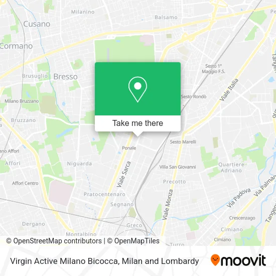 Virgin Active Milano Bicocca map