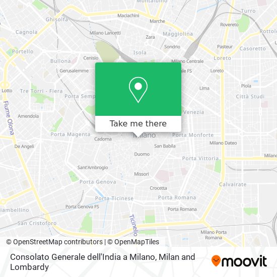 Consolato Generale dell'India a Milano map