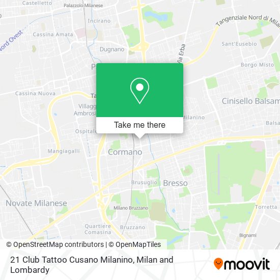 21 Club Tattoo Cusano Milanino map