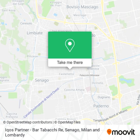 Iqos Partner - Bar Tabacchi Re, Senago map