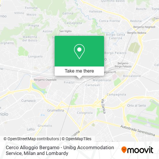 Cerco Alloggio Bergamo - Unibg Accommodation Service map