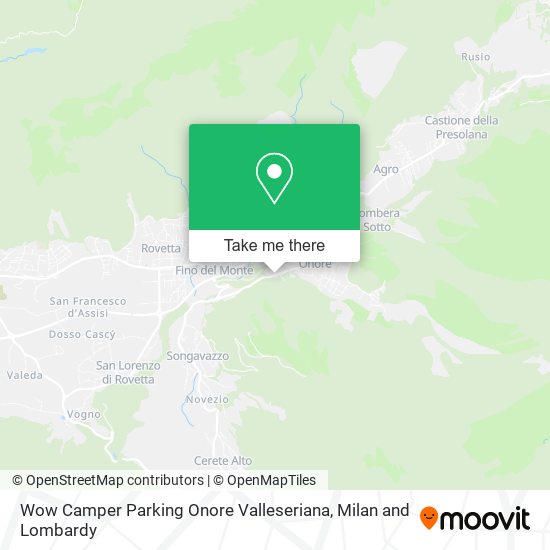 Wow Camper Parking Onore Valleseriana map