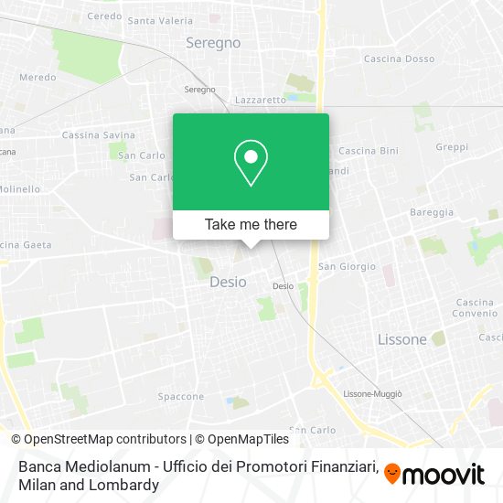 Banca Mediolanum - Ufficio dei Promotori Finanziari map