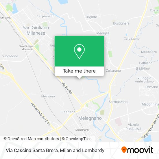 Via Cascina Santa Brera map