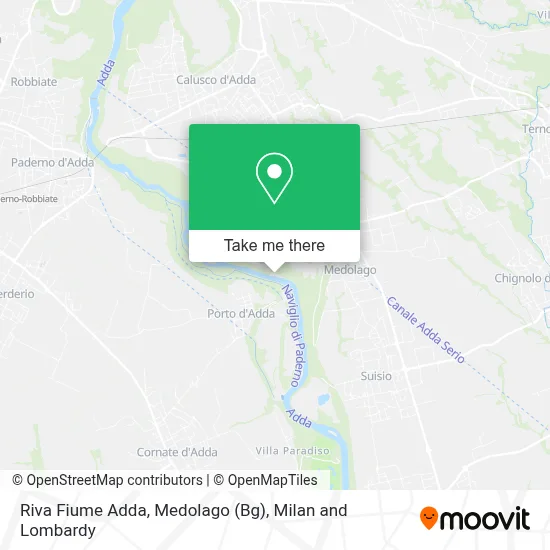Riva Fiume Adda, Medolago (Bg) map