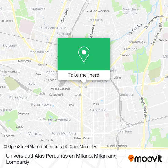 Universidad Alas Peruanas en Milano map