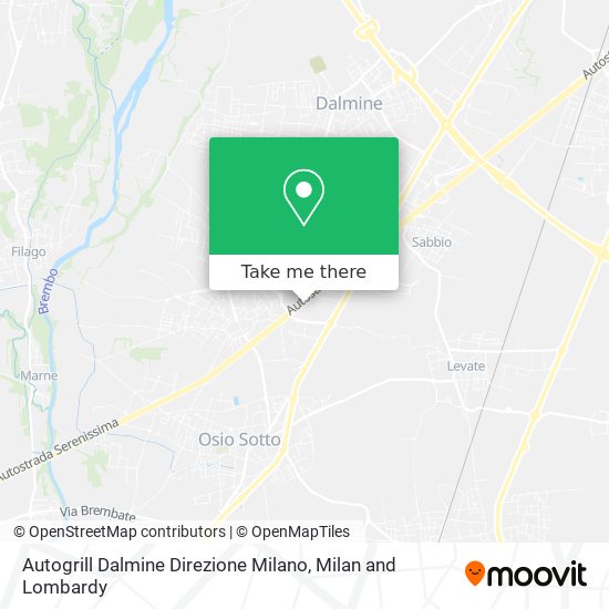 Autogrill Dalmine Direzione Milano map