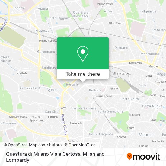 Questura di Milano Viale Certosa map